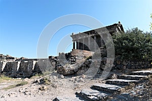 Armenia, Garni, September 2021. Ruins of an ancient pagan temple of the god Mithra.