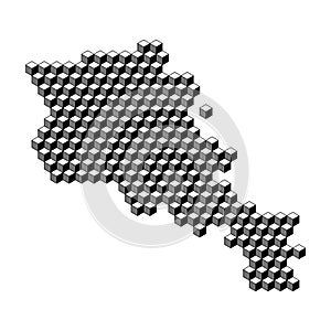 Armenia map from 3D black cubes isometric abstract concept, square pattern, angular geometric shape. Vector illustration