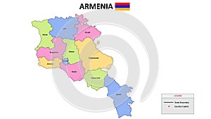 Armenia Map. District map of Armenia detailed map of Armenia in color with capital