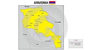 Armenia Map. State and district map of Armenia. Political map of Armenia with the major district