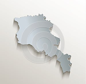 Armenia map white blue card paper 3D