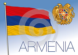 Armenia official national flag and coat of arms photo