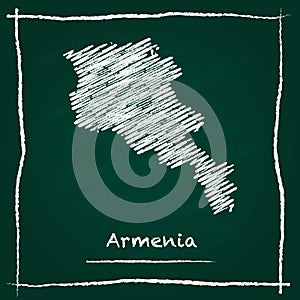 Armenia outline vector map hand drawn with chalk.