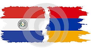 Armenia and Paraguay grunge flags connection vector