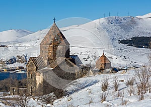 Sevan temple complex on the peninsula of the Lake Sevan