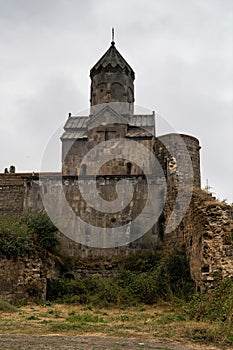 Armenia, Tatev, September 2022. View of the temple of St. Minas from the courtyard of the monastery.