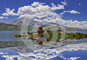 Armenian Cathedral Church of Holy Cross on Akdamar Island. Van Lake. Turkey