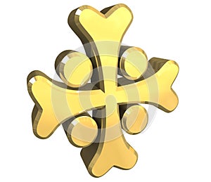 Armenian cross in gold - 3D