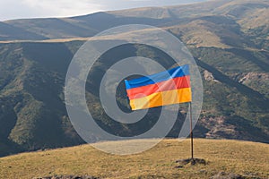 Armenian Flag in Caucasus Mountains, Armenia