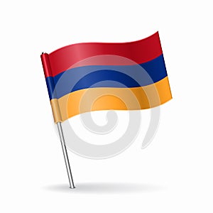 Armenian flag map pointer layout. Vector illustration.