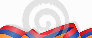 Armenian flag stylized wavy ribbon abstract background. Vector illustration.