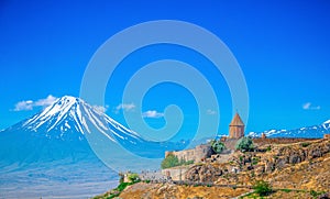 Armenian Monastery, Khor Virap, landscape, blue sky, clouds