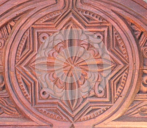 Armenian ornament on wooden door