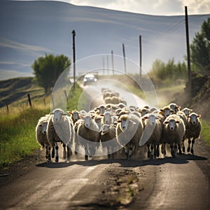 armenian sheep hearder driving sheep