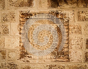 Armenian stone carving, Cathedral of Saint James in Jerusalem, Israel