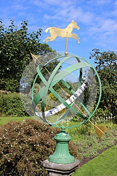 Armillary sundial, kitchen garden at Kellie Castle