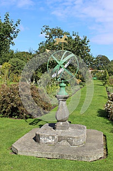 Armillary sundial, kitchen garden at Kellie Castle