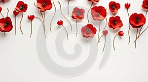 Armistice Day Gift Decoration On White Background: Top View Flat Lay