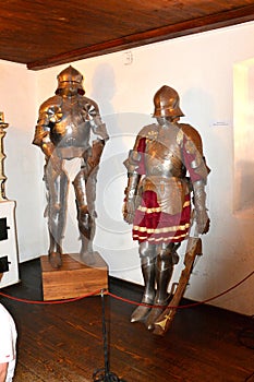 Armor in Bran Castle, home of Dracula, Brasov, Transylvania