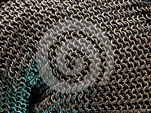 Armor Chain texture. Ring or chain steel mail armour background. Rows of chain mail rings as a texture. metallic silver