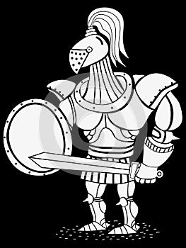 Armored knight with sword and shield