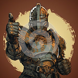 Armored Knight Thumbs Up: Glorious Armor Vector Art