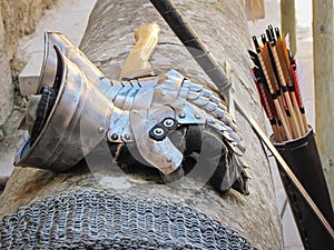 Armored Knight Wearing Iron-Reinforced Leather Gloves