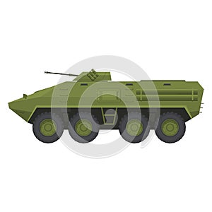 Armored personnel carrier APC green military vehicle side view vector flat illustration BMP photo