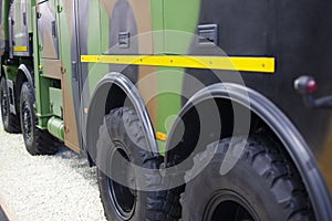 Armored tires on the big military truck