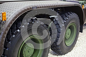 Armored tires on the big military wehicle