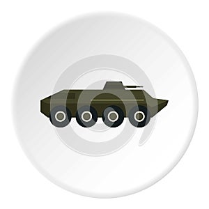 Armored troop-carrier icon, flat style