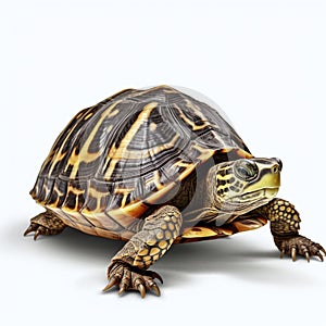 Armored and Unique: A Stunning Portrait of a Turtle on White Background