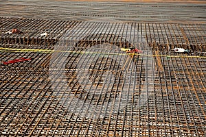 Armoring at the building site to stabilize the fundament made of