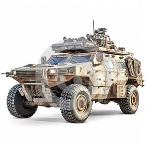 Armoured combat support vehicle isolated on white created with Generative AI