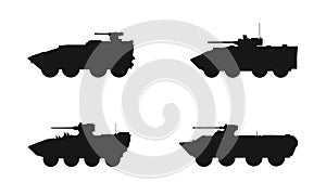 Armoured fighting vehicle icon set. war and army symbol. vector image for military infographics and web design