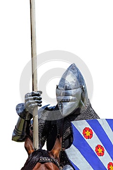 Armoured knight on warhorse photo