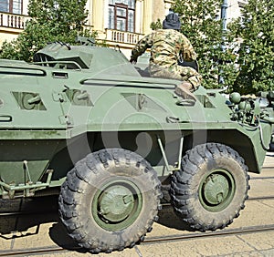 Armoured military vehicle on the street