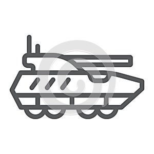 Armoured personnel carrier line icon, army and military, tank sign, vector graphics, a linear pattern on a white