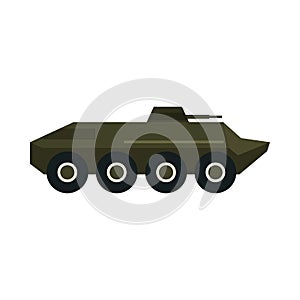 Armoured troop carrier wheeled icon, flat style