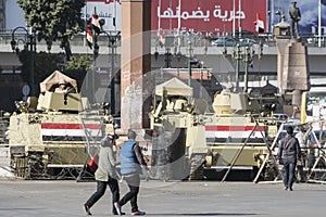 Armoured vehicles in Tahrir Square, Cairo, Egypt