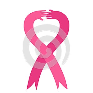 Arms forming the pink ribbon, breast cancer