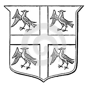 Arms of the Heralds College for the office that regulates heraldry vintage engraving
