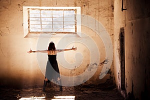 Arms raised gothic girl