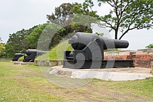 Armstrong Gun at Eternal Golden Castle Erkunshen Battery in Tainan, Taiwan. photo