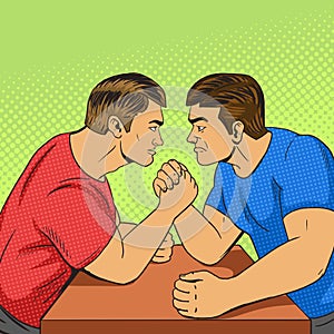 Armwrestling competition pop art style vector