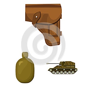 Army and armament cartoon icons in set collection for design. Weapons and equipment vector symbol stock web illustration