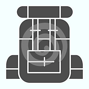 Army backpack solid icon. Military rucksack vector illustration isolated on white. Hiking bag glyph style design