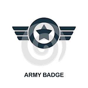 Army Badge icon. Monochrome simple line War icon for templates, web design and infographics