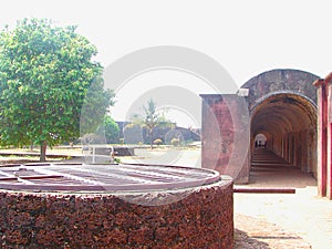 Army Barrack and Historic Water Dug Well at St. Angelo`s Fort, Kannur, Kerala, India...