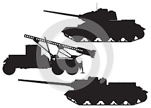 Army Battle technique vector silhouettes